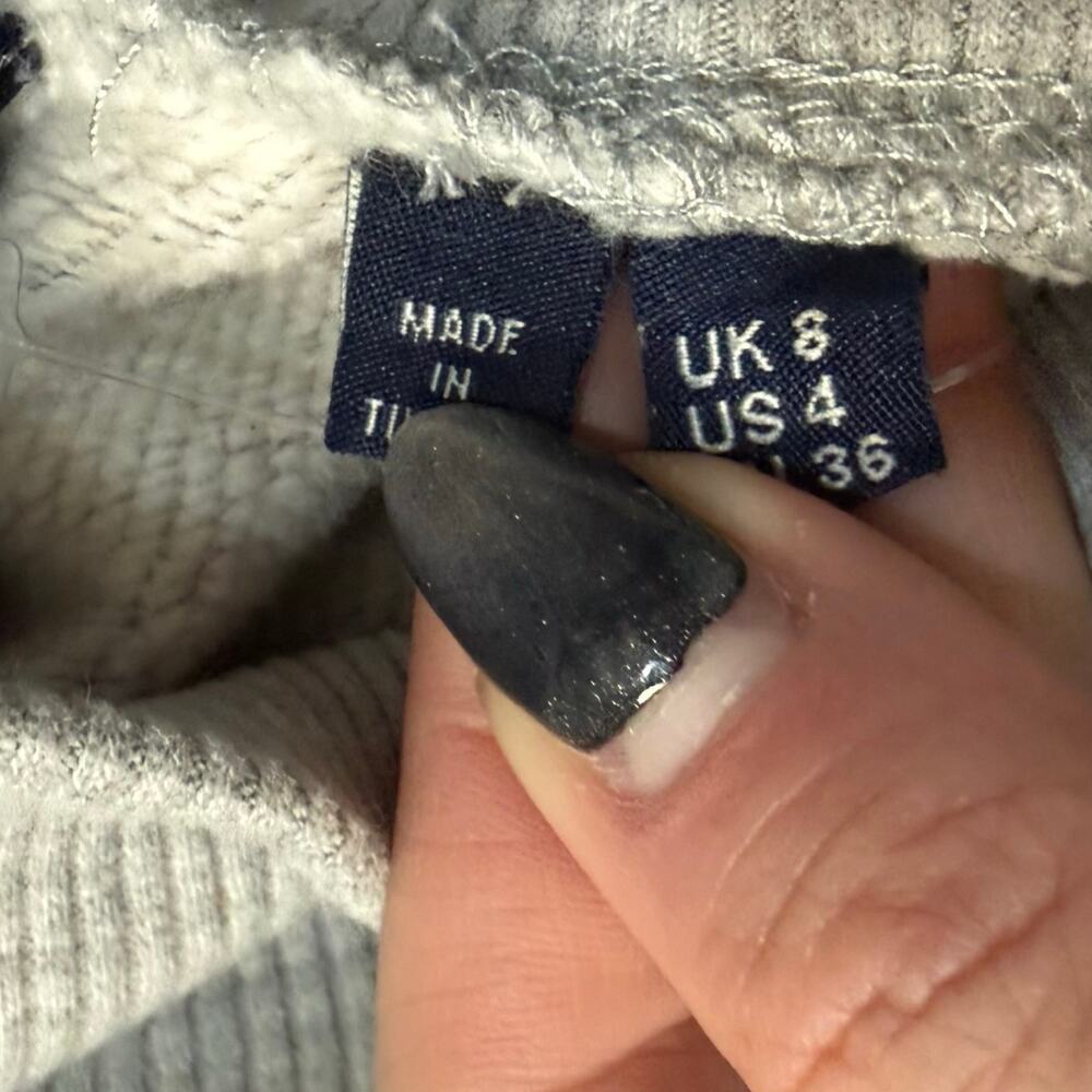 Superdry Grey Vintage Cali Stripe 70s Style Mock Neck Crew Sweatshirt Size 4 - Picture 4 of 11